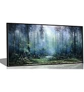 WSTUKVV Misty Forest Wall Art Green Wilderness Natural Scenery Poster Picture Pine Tree Fores Nat...