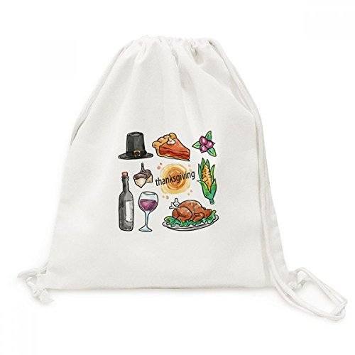Toile drawstring backpack au motif artistique de Thanksgiving pour un style soigné