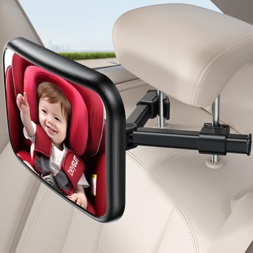 Lamicall Miroir Voiture Bébé - 2025 Clip à Crochet Triangulaire, 100% Incassable, 360° Rotation...