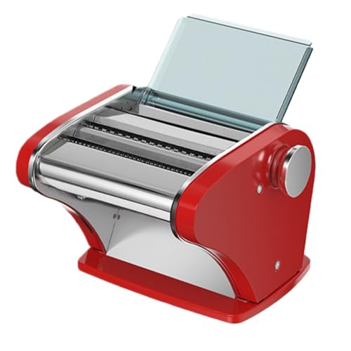 FYDN 製麺機 電動パスタマシン 電動麺機 6速調整 厚み調整可能 そば 餃子 うどん 生麺などを作るのに適しています 充電式 多機能 家庭用 業務用 (レッド,2枚刃タイプ)