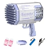 Xzbling Bazooka Bubble Machine, Seifenblasenpistole LED mit 69 Bubble Holes und 2X Seifenblasen Flüssigkeit, Raketenwerfer Geschenk für Erwachsene Kinder Indoor Outdoor Party Hochzeit