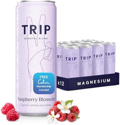 TRIP Calm Drink, Non-Alcoholic Adaptogen Mocktail, Raspberry Blossom 12 pk