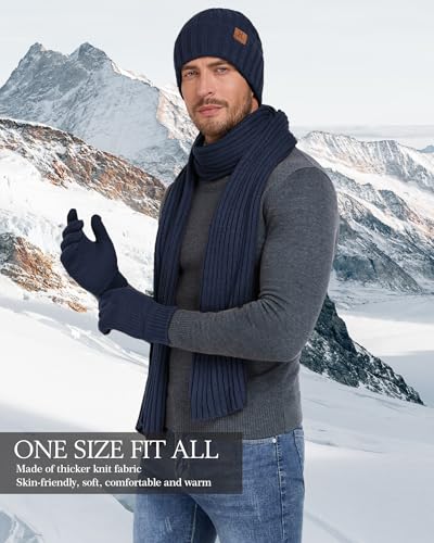 Bufanda y guantes para pantalla táctil con gorro de invierno para hombre 5