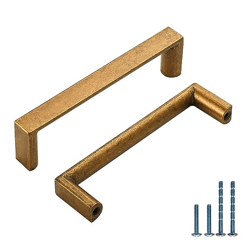 10 Pack 3.75 Inch(96mm) Kitchen Cabinet Handles Antique Brass Cabinet Pulls Kitchen Cabinet Hardware Drawer Pulls for Dresser Cupboard Wardrobe