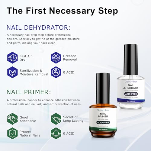 GELAMBER 2Pcs Nail Dehydrator y Primer 15ml miniatura 2