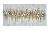 Diathou Art Modern Abstract Minimalist Art Oil Painting Hand-Painted Gold Texture Canvas Art Home Wall Decoration Painting 24x48 Inches