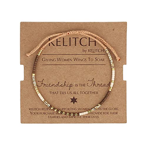 Image of KELITCH Boho Women Crystal Shell Beaded Friendship Bracelets Handmade Strand Bracelet Bangles Jewelry