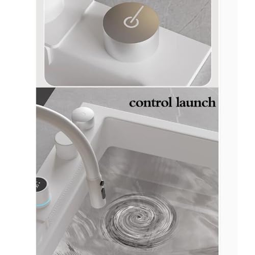 Évier de cuisine à une cuve blanc inox avec cascade 68x45 - 8