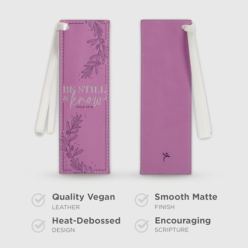 Image of Christian Art Gifts Faux Leather Bookmark for Women: Be Still and Know