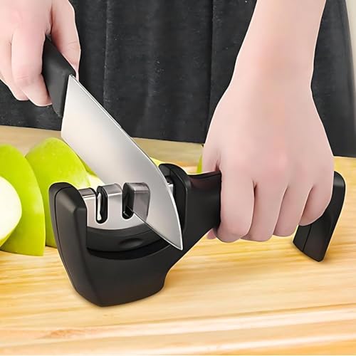 Image of Kitchen Knife Set 3-Piece with Knife Sharpener Tool, Stainless Steel Chef Knives, Sharp Cutting Knives for Kitchen, Vegetable, Fruit & Meat Cutting Sharp Chef Knifes (3 Knife Set + Knife sharpner)