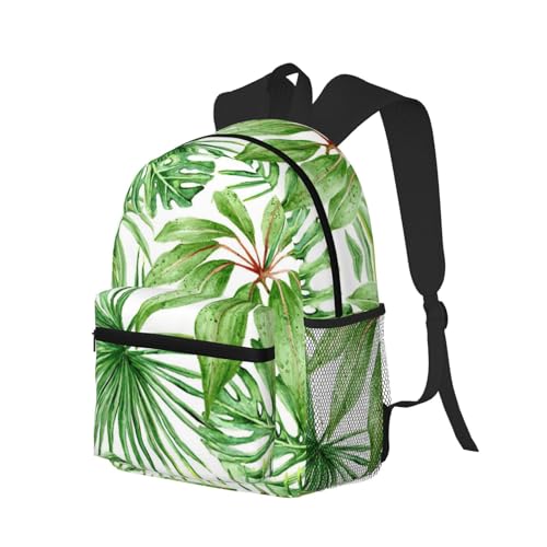 Sac à dos décontracté polyvalent noir avec imprimé tropical