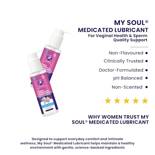 Image of My Soul Medicated Intimate Lubricant with D-Mannose, Lactobacillus & Cranberry Extract | Unscented, Unflavoured, Edible, pH-Balanced | Skin-Friendly, Daily Comfort Support for Men & Women | Clinically Trusted Formula - 100 ml