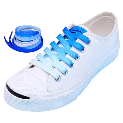 [VEAGIA] シューレース グラデーションカラー カラード 平型くつひも 120cm スポーツシューズ カジュアルシューズに最適 男女兼用 (ブルー)