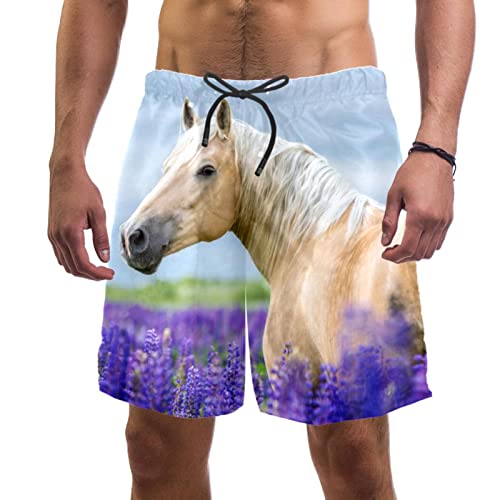 Short de plage séchage rapide maillot de bain homme lavande imprimé