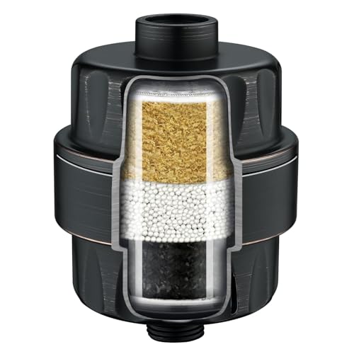 BRIGHT SHOWERS Shower Filter, High Output Shower Head Filter, 3-Stage Filtration for Hard Water & Chlorine Removal, Improves Skin, Hair & Nails, Universal Fit, Oil Rubbed Bronze