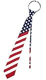 Vesuvio Napoli Mens Necktie AMERICAN FLAG Red White Blue PreTied Zipper Neck Tie