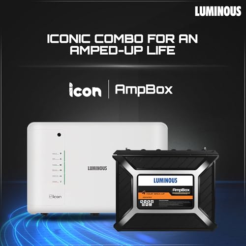 Image of Luminous Inverter & Battery Combo for Home, Office & Shops | iCon White 1100 Inverter with AmpBox Gel Battery | Fast Charging, 4hr Backup, Maintenance-Free | Warranty: 36 & 60 Months