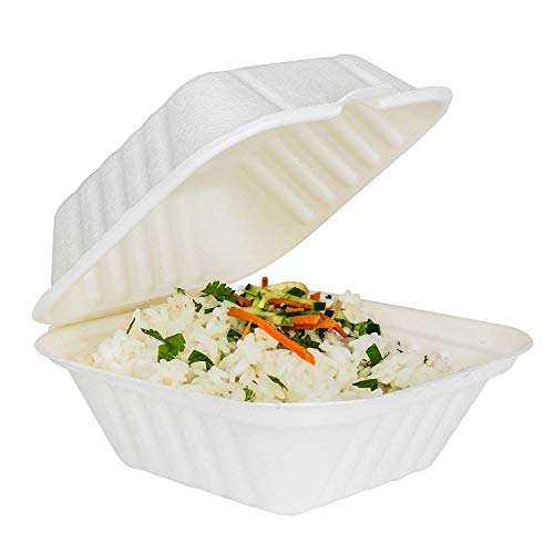 Karat Earth Ke-Bhc66-1C Earth Bagasse Hinged Clamshell Container, 6" X 6" (Pack Of 500) #TOP6