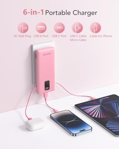 Image of charmast Portable Charger Power Bank Built in Cables,10000mAh Battery Pack