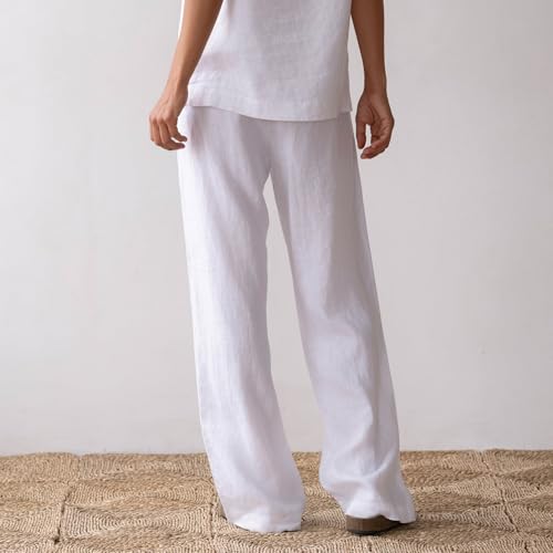 Songling Linen Pants Women Casual Lounge Wide Leg Simple Pant Summer Boho Beach Vacation Outfits2