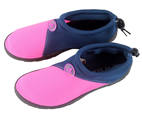 Zapatos de Agua, Zapatillas para Buceo Snorkel Surf Piscina Playa Vela Mar Río Aqua Cycling Deportes Acuáticos, Calzado de Natación Escarpines para Hombre Mujer Unisex (Fucsia y Azul, Numeric_41)