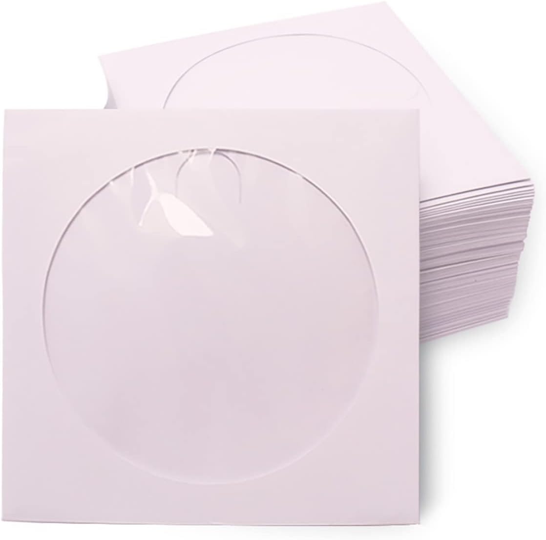 100pcs CD DVD Sleeves, White Paper CD DVD Sleeves Envelope