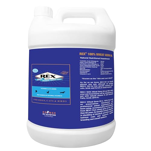 Image of Rex Wheat Germ Oil 5 LTR | Vitamin E & Omega 3,6 | Pet Skin & Coat Care