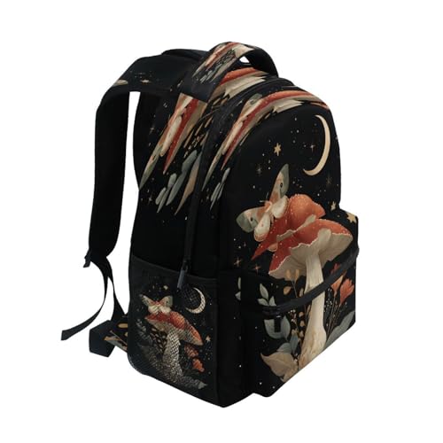 Mushroom Butterfly Leaves Moon Backpack for School Boys Girls Adults Kids Bookbag Laptop Bag 18L2