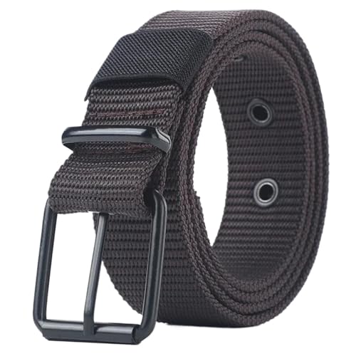 2pcs Men's Belt Canvas Pin Buckle Leather Belt Outdoor Sports Belt Jeans Belt for Men for Business(110cm,Coffee)