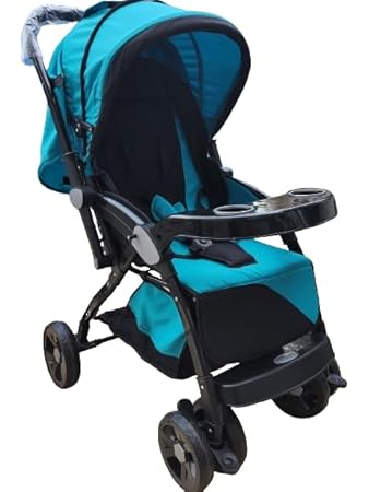 KARTZ Jumbo Baby Stroller, Stroller, Baby Stroller for 0-3 Years, Pram, Baby Trolley, Adjustable Backrest, 360 Swivel Wheel, Reversible Handlebar with Safety Harness & Large Storage Basket