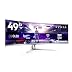 Philips Evnia 49M2C8900LA - Moniteur Gaming incurvé DQHD OLED 49 Pouces, 144 Hertz, 0,03 ms GtG, HDR400, Ambiglow (5120x1440, HDMI 2.1, DisplayPort 1.4, USB-C, Hub USB) Blanc
