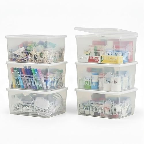 ABBAware 6 Pack Storage Boxes with Lids Medium Storage Box Plastic Stackable Storage Box Clear 23 x 15 x 10cm 2.75L