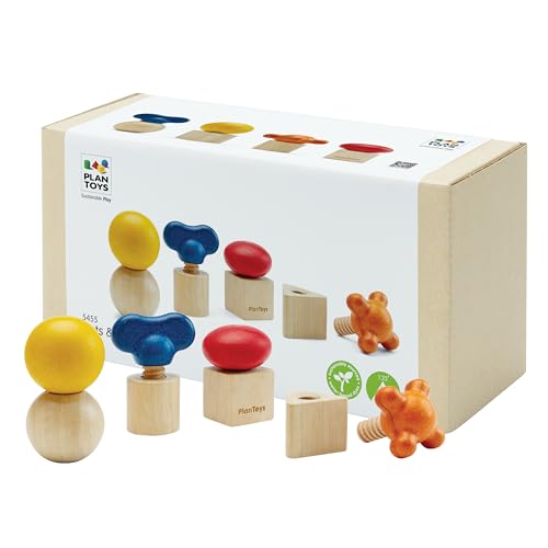 PlanToys Nuts & Bolts Wooden Toy for Kids Ages 2+ Montessori STEM Set