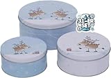 🍪 Perfekte Größen: Drei unterschiedlich große Dosen (H6/D14cm, H7/D16cm, H9/D20cm) eignen sich ideal zur Aufbewahrung von Plätzchen, Lebkuchen, Kuchen und mehr.