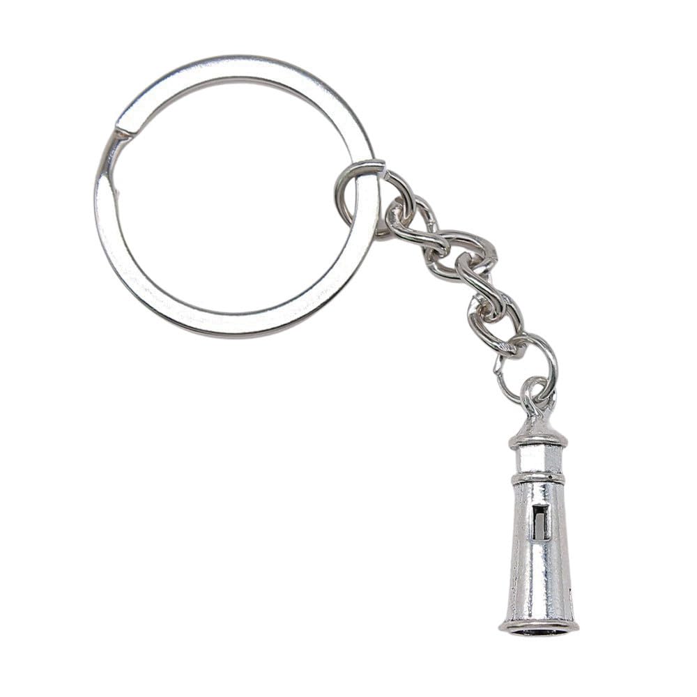 Wysiwyg Unisex A01-1Pcs-25X8mm 1Pcs 25X8mm Lighthouse Charms Keyrings Antique Silver Color Zinc Alloy Ring Size 28Mm