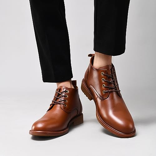 OKKO Mens Leather Oxford Dress Boots - Casual Chukka Ankle Boot Mid-Top Boots for Men4