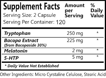 Daily Manufacturing Relax Evening FormulaTM (Tryptophan, Bacopa Extract, Melatonin, 5-HTP)