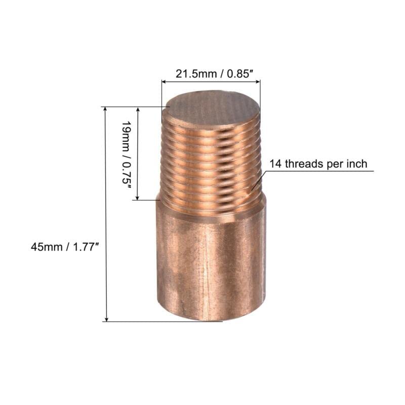 Tool parts NPT 3/4 Threaded Electrode - Red Copper for EDM Spark Without Flushing Hole