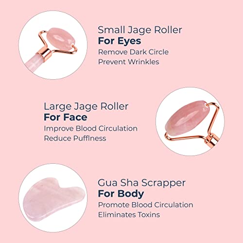 Image of (ROSE) Roller & Gua sha. For facial massager, under eye Dark circles, beauty treatment, puffy eyes, Eye roller and Blood flow.