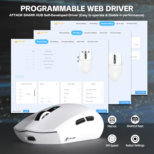 Image of ATTACK SHARK G3 PRO Wireless Gaming Mouse with RGB Charging Dock,2.4G /USB-C Wired /BT PAW3311 Optical Sensor 1K Polling Rate Adjustable 25K DPI,500mAh Battery Ultra Lightweight 59g Mice (White)