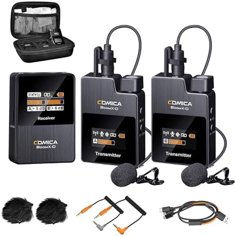 COMICA BoomX-D2 Wireless Lavalier Microphone for Camera iPhone & Android
