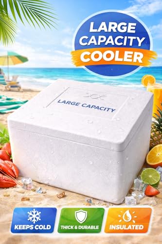 Image of 15 Litre EPS Insulated Ice Box | Lightweight Expanded Polystyrene (EPS) Thermal Cooler | Reusable Insulated Cooler | Food, Fish & Vaccine Storage Box (15, litres)