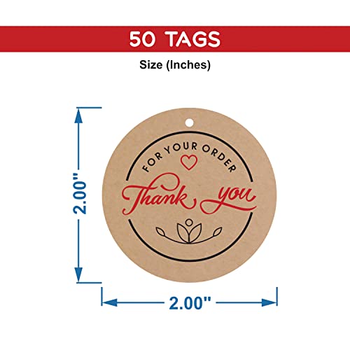 Image of Clickedin - 2 Inch Thank You for Your Order Craft Tags for Packaging with String 50 Pieces