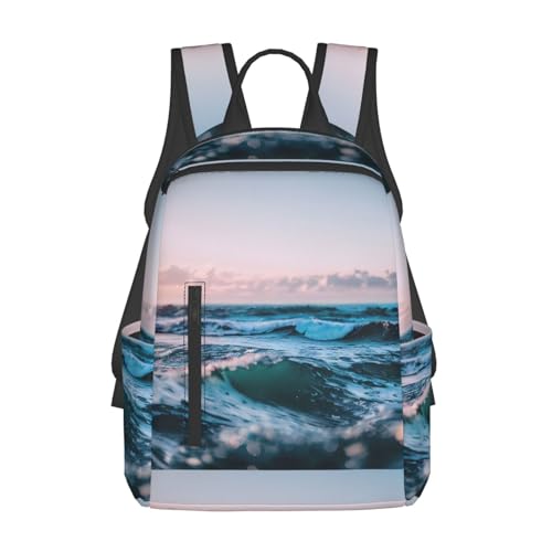 Sac à dos léger au motif vagues de l'océan noir et confortable