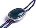Moranse Bolo Tie With Emerald Blue And Black Stone Celtic Style Genuine and Cowhide Rope (Emerald)