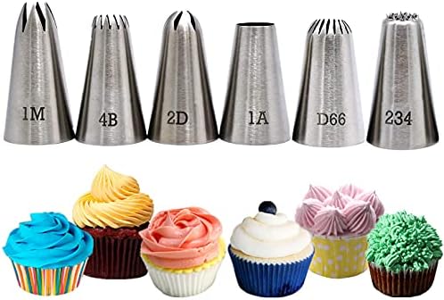 Tabiger Large Piping Tips, 6-Pack Cake Piping Nozzles Kit Stainless Steel Icing Piping Tips Large Nozzles Set Cake Decorating Tools for Baking DIY Cream Cake Cupcake