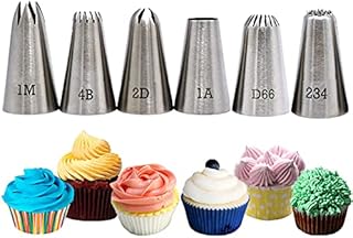Tabiger Large Piping Tips, 6-Pack Cake Piping Nozzles Kit Stainless Steel Icing Piping Tips Large Nozzles Set Cake Decorating Tools for Baking DIY Cream Cake Cupcake