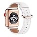Produktbild WFEAGL Kompatibel für Watch Armband 38mm 40mm 41mm 42mm 44mm 45mm, Lederband Ersatzband mit Edelstahl-Verschluss Kompatibel für Series 8/7/6/5/4/3/2/1,SE(38mm 40mm 41mm, Weiße+Roségold Adapter)