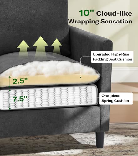 Image of Welzona 3-Layers Cloud Accent Chair with Ottoman, 33 inch Teddy Reading Chair | Comfy Teddy Fabric, Washable Covers, Tool-Free Setup, All-wood Arm Chair and Ottoman Sets for Living Room, Bedroom, Grey