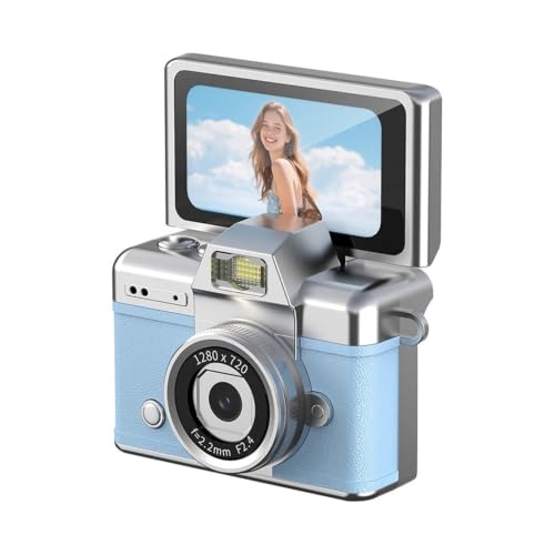 Cámara Mini Retro con Pantalla Giratoria 1.47 pulg. Azul